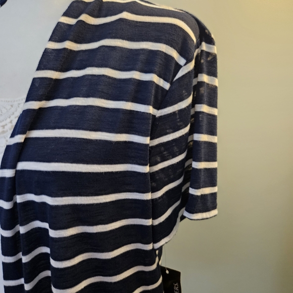 Kim Rogers Women's Size PXL Navy and White Striped Cardigan with Shirt New - Picture 7 of 12